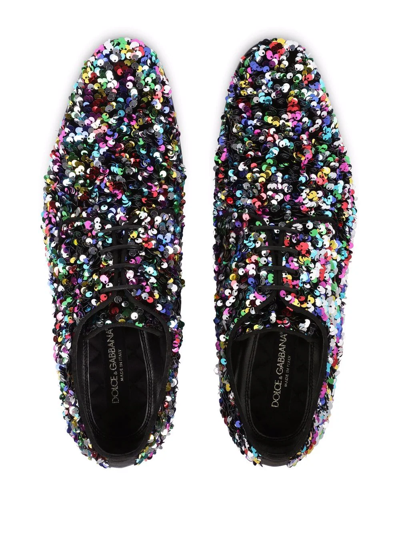 Shop Dolce & Gabbana Sequin-embellished Derby Shoes In Schwarz