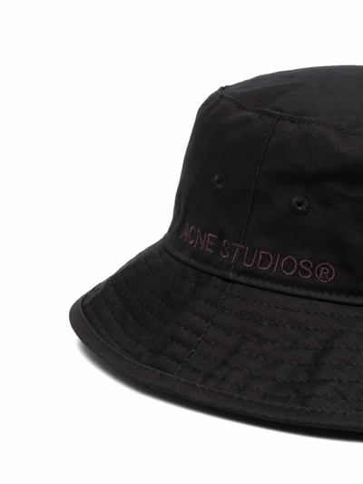 Shop Acne Studios Embroidered-logo Bucket Hat In Schwarz