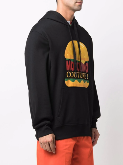 Shop Moschino Hamburger Couture Logo Hoodie In Schwarz