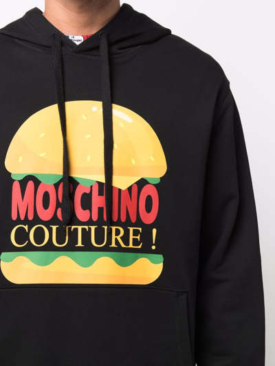 Shop Moschino Hamburger Couture Logo Hoodie In Schwarz