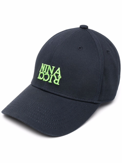Shop Nina Ricci Embroidered Logo Baseball Cap In Blau