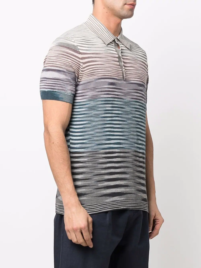 Shop Missoni Gradient Striped Polo Shirt In Blue