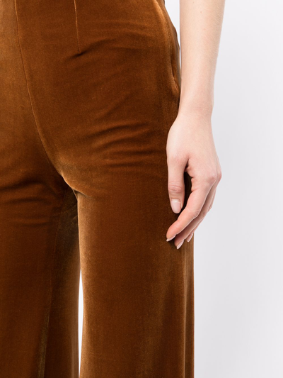 Shop Galvan Winter Sun Wide-leg Velvet Trousers In Braun