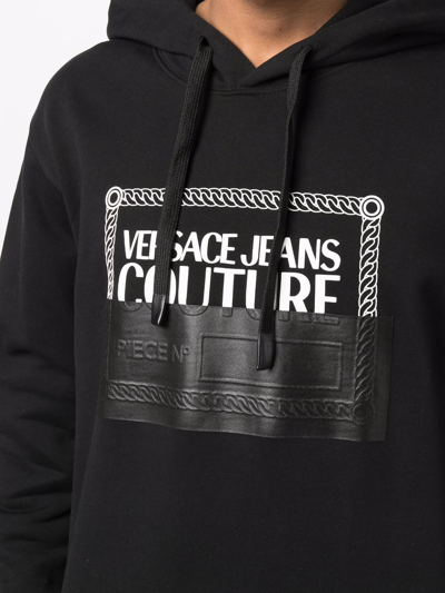 Versace Jeans Couture Bicolour Logo Print Hoodie In Schwarz