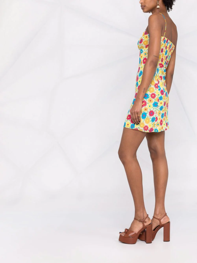 Shop Saint Laurent Floral-print Silk Dress In Gelb