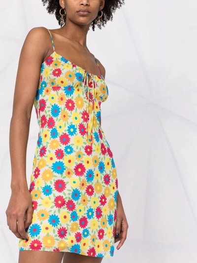 Shop Saint Laurent Floral-print Silk Dress In Gelb