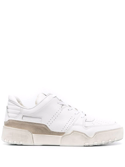 Shop Isabel Marant Shearling Leather Sneakers In White