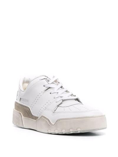 Shop Isabel Marant Shearling Leather Sneakers In White
