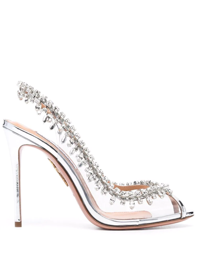 Shop Aquazzura Temptation 110mm Sandals In Silber