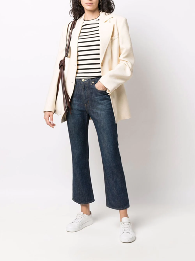 Tu Es Mon Tresor Bootcut Cropped Jeans In Blau