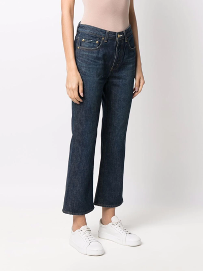 Tu Es Mon Tresor Bootcut Cropped Jeans In Blau