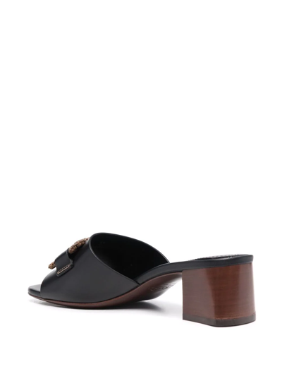 Tod's Woven-logo Heeled Mules In Black