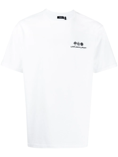 Shop Five Cm Embroidered Slogan Cotton T-shirt In Weiss