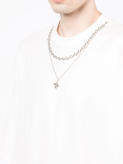 Shop Five Cm Chain-link Detail Cotton T-shirt In Weiss