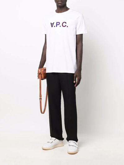 Shop A.p.c. Vpc Flocked Logo T-shirt In Weiss