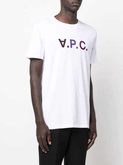 Shop A.p.c. Vpc Flocked Logo T-shirt In Weiss