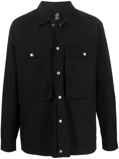 Shop Thom Krom Oversized Chest-pocket Shirt Jacket In Schwarz