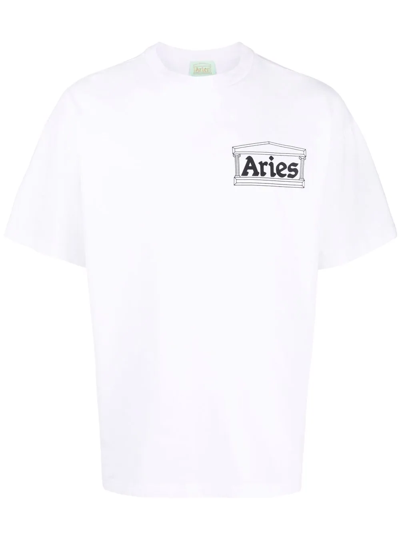 Shop Aries Logo-print T-shirt In Weiss