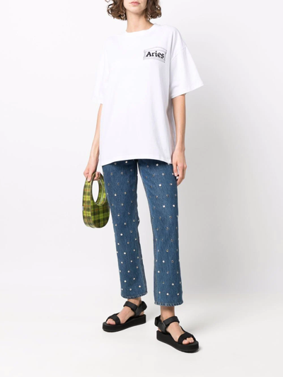 Aries Art Trip Reverse Ss T-shirt In Weiss
