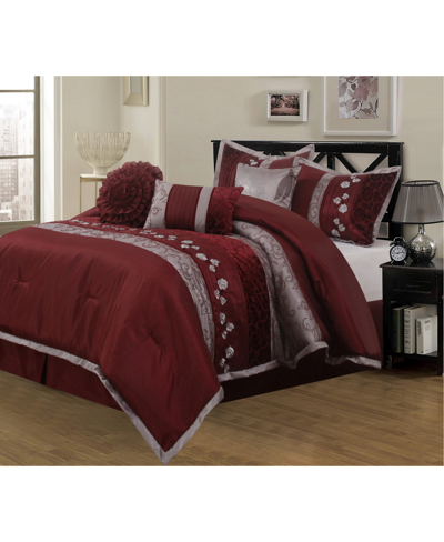 Shop Nanshing Riley 7-piece California King Comforter Set In Wine