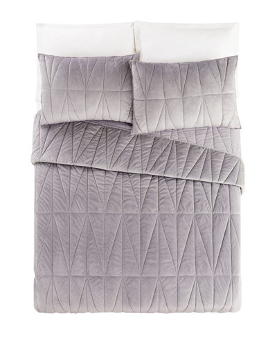 Shop Ayesha Curry Pinnacle 3 Piece Quilt Set, Full/queen Bedding In Gray