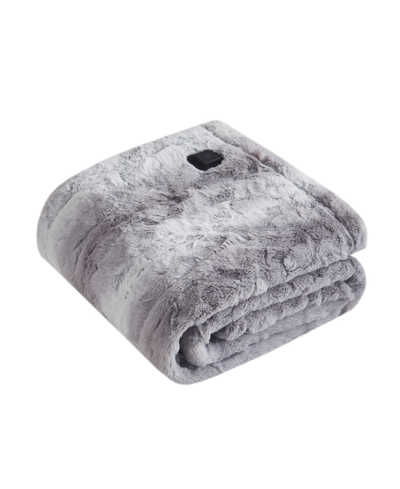 Shop Beautyrest Zuri Electric Faux-fur Wrap, 64" X 50" In Gray