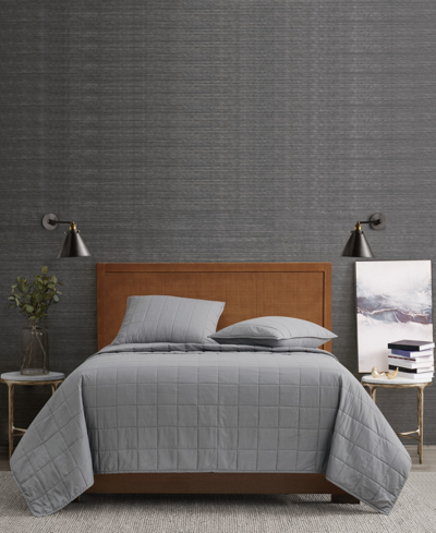 Shop London Fog Solid 3 Piece Quilt Set, Full/queen In Gray