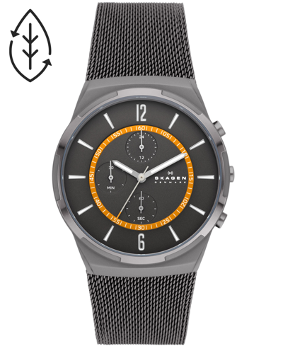 Shop Skagen Men's Chronograph Melbye Gray-tone Stainless Steel Mesh Bracelet Watch 42mm In Grey