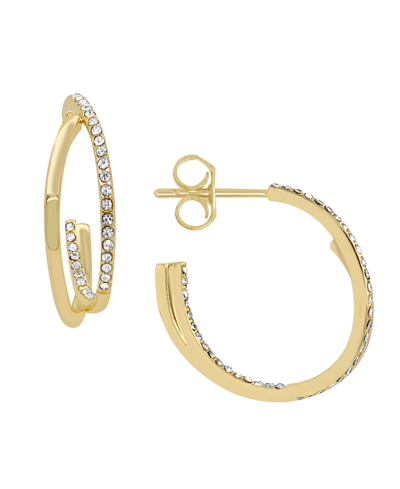 Shop And Now This Crystal Split C-hoop Post Earrings In Gold-tone