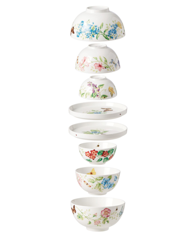 Shop Lenox Butterfly Meadow Luna Nesting 8-piece Dinnerware Set In Multi And White