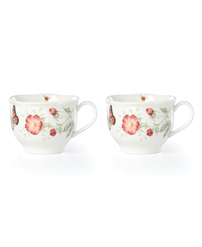 Shop Lenox Butterfly Meadow 2-piece Latte Mug Set In Multi And White