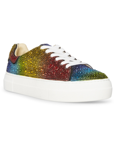 Betsey Johnson Little Girls Sidny Rhinestone Sneakers In Rainbow