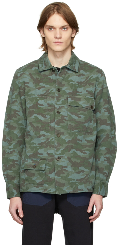 Shop Ps By Paul Smith Green Camo Overshirt Jacket In 34