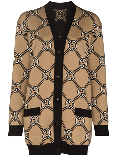 Shop Gucci Reversible Interlocking G Cardigan In Brown