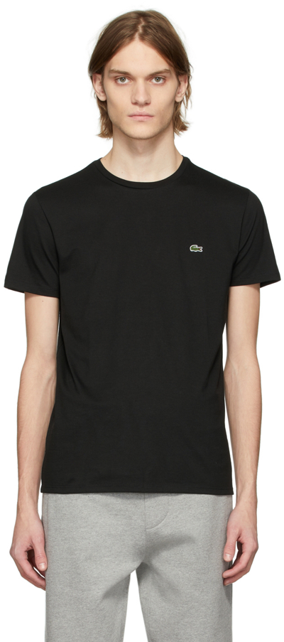 Shop Lacoste Black Pima Cotton Logo T-shirt In 031 Black
