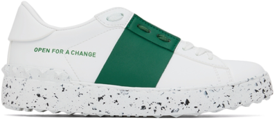 Shop Valentino White & Green Open For A Change Sneakers In M06 Wht/gre