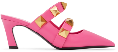 Shop Valentino Pink Roman Stud 65 Heels In Hw4 Feminine