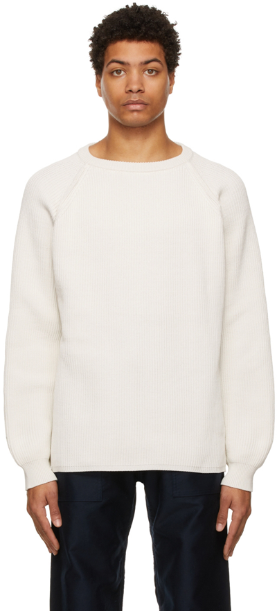 Shop Nanamica Off-white 5g Crewneck Sweater In Ecru
