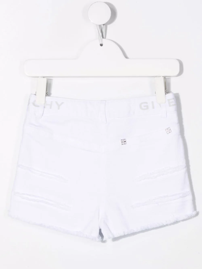 Shop Givenchy Logo-print Cotton Shorts In White
