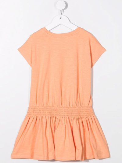 Shop Kenzo Tiger Head-motif Organic-cotton Dress In Orange