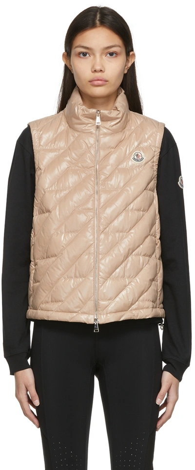 Shop Moncler Tan Down Lecroisic Vest In 20g Champagne