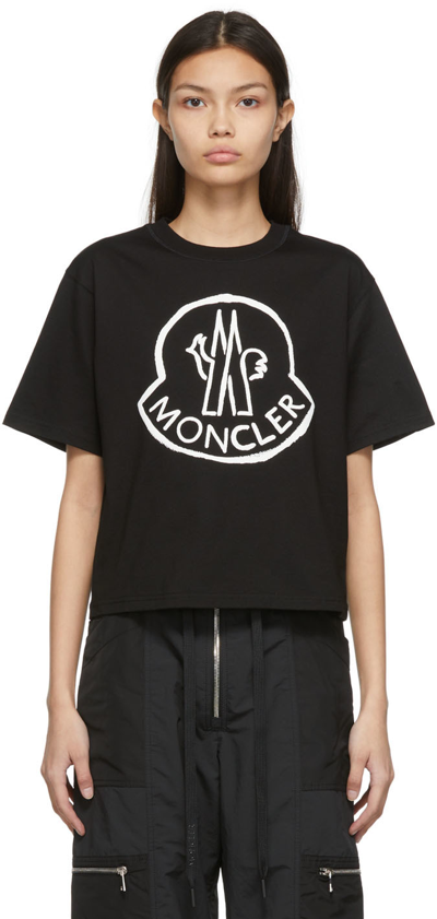 Shop Moncler Black Macro Logo T-shirt In 999 Black