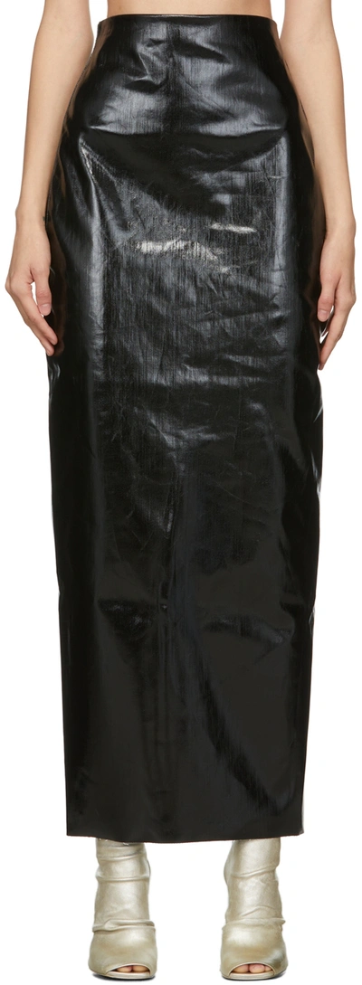 Shop Rick Owens Black Denim Lacquered Ai Pillar Skirt In 09 Black