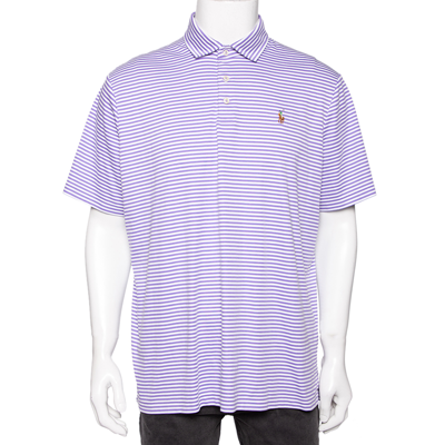 Pre-owned Polo Ralph Lauren Purple Striped Cotton Classic Fit Polo T-shirt L