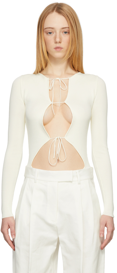 Shop Aya Muse Off-white Forio Bodysuit In Sweet Cream