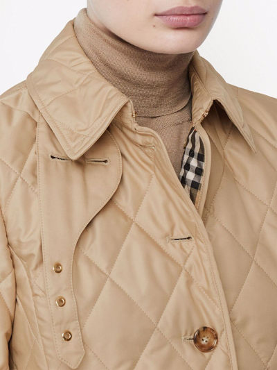 Shop Burberry Quilted Jacket In Beige