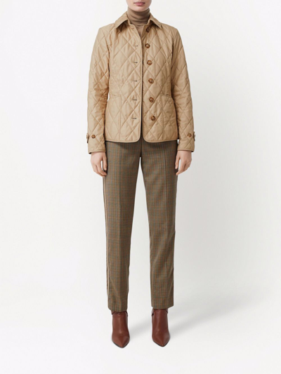 Shop Burberry Quilted Jacket In Beige