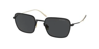 Shop Prada Dark Grey Rectangular Titanium Ladies Sunglasses Pr 54ws 04q5s0 52 In Black / Dark / Grey