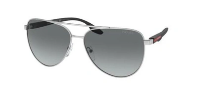 Shop Prada Grey Gradient Aviator Mens Sunglasses 0ps 52ws 1bc08o61 In Grey,silver Tone