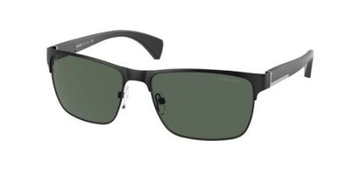 Shop Prada Dark Green Rectangular Mens Sunglasses 0pr 51os 1bo3o158 In Black,green